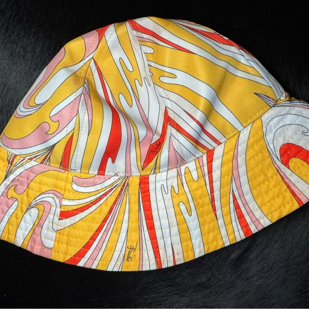 Emilio Pucci Yellow and Red Swirl Bucket Hat